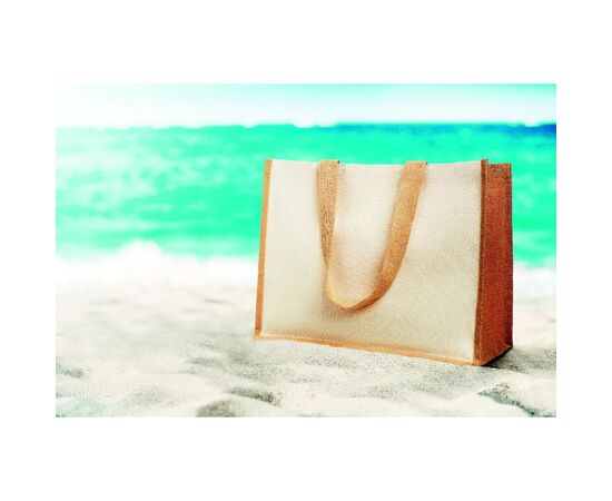 Jute and canvas shopping bag Beige -  MO8967-13