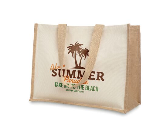 Jute and canvas shopping bag Beige -  MO8967-13