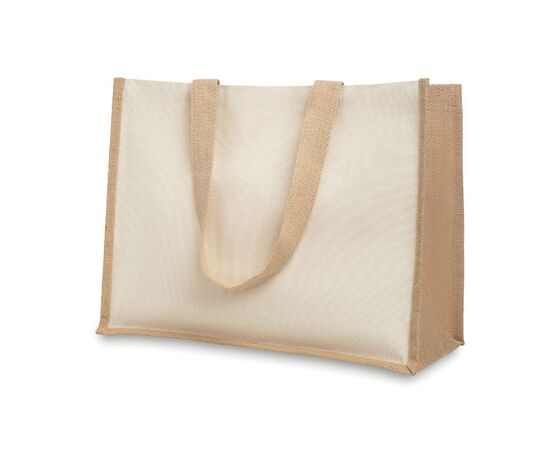 Jute and canvas shopping bag Beige -  MO8967-13