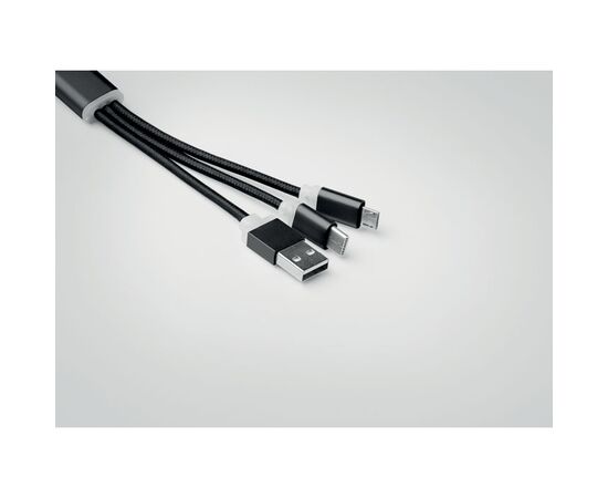 Sleutelhanger met oplaadkabel Zwart -  MO9292-03