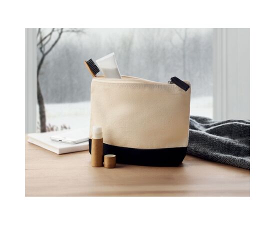 2-Kleurige katoenen toilettas Zwart -  MO9815-03