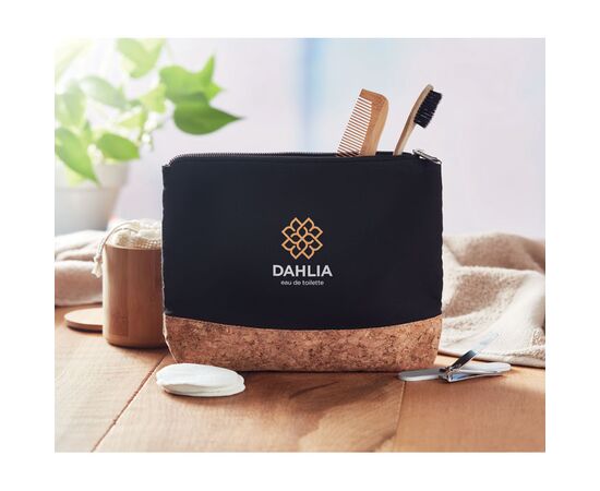 Cork & cotton cosmetic bag Black -  MO9817-03