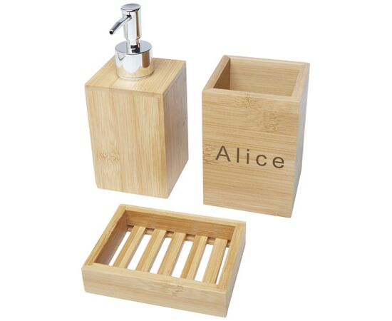 Ensemble 3 pièces pour salle de bains Hedon en bambou Naturel - Unbranded 12619506