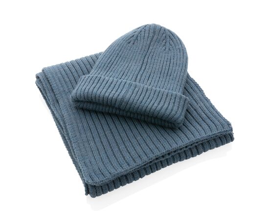 Impact AWARE™ Polylana® dubbel gebreide sjaal 180x25cm Sage blue - XD Collection P453.445