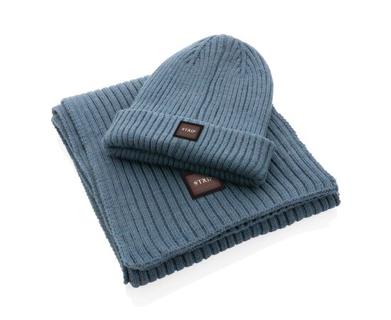 Impact AWARE™ Polylana® dubbel gebreide sjaal 180x25cm Sage blue - XD Collection P453.445