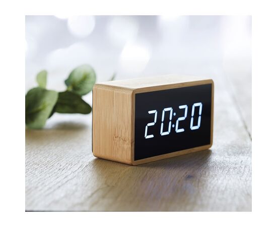 LED alarm clock bamboo casing Wood -  MO9921-40