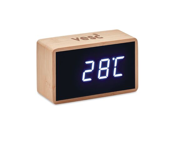 LED alarm clock bamboo casing Wood -  MO9921-40