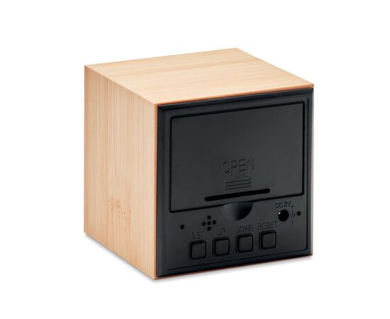 LED alarm clock bamboo casing Wood -  MO9922-40
