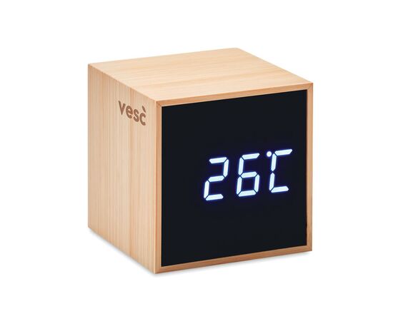 LED alarm clock bamboo casing Wood -  MO9922-40