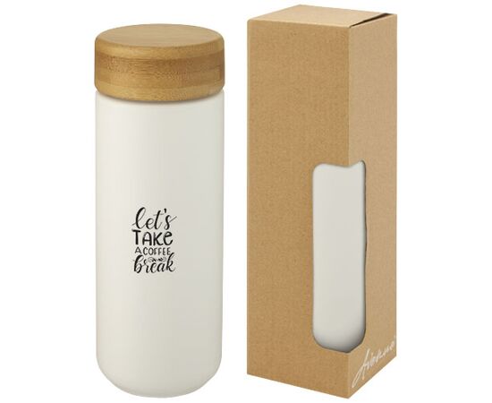 Gobelet en céramique Lumi de 300 ml avec couvercle en bambou Blanc - Unbranded 10070501