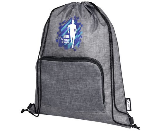 Ash gerecyclede opvouwbare tas met trekkoord 7L Heather grijs, Zwart - Unbranded 12064680