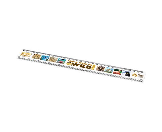 Refari liniaal van 30 cm van gerecycled plastic Wit - Unbranded 21046801