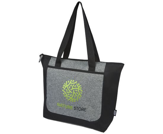 Reclaim GRS recycled two-tone zippered tote bag 15L Solid black, Heather grey - Unbranded 12065790