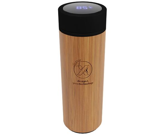 SCX.design D11 500 ml Smart Flasche  aus Bambus mit Leuchtlogo Holz - SCX.design 2PX05671