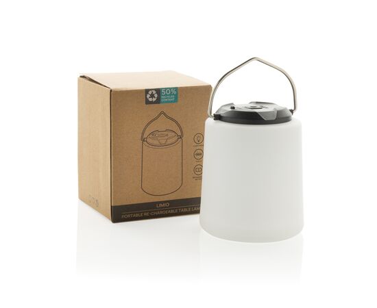 Limio tragbare wiederaufladbare Tischlampe aus RCS rec. ABS Weiß - XD Collection P513.5003