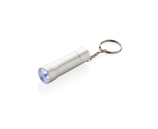 Flash Schlüsselanhänger-Taschenlampe aus RCS rec. Aluminium Silbergrau - XD Collection P514.0402