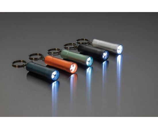 Flash Schlüsselanhänger-Taschenlampe aus RCS rec. Aluminium Silbergrau - XD Collection P514.0402