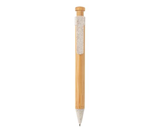 Bamboo pen with wheatstraw clip White - XD Collection P610.543