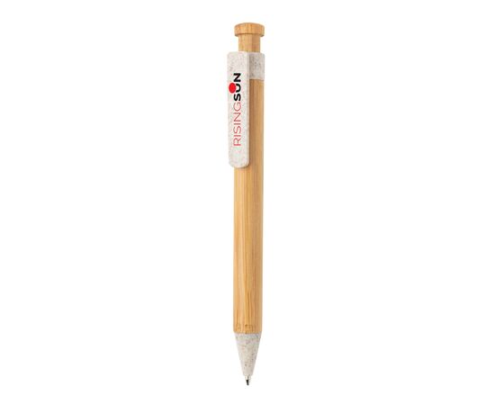 Bamboo pen with wheatstraw clip White - XD Collection P610.543