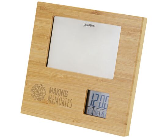Sasa bamboe fotolijst met thermometer Naturel - Unbranded 10456006