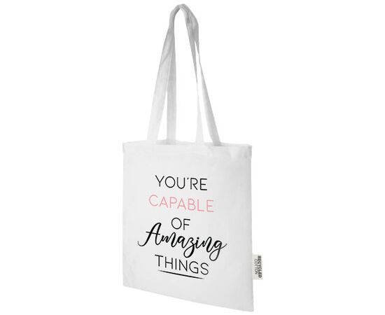Sac shopping Madras en coton certifié GRS de 140 g/m2 de 7 L Blanc - Unbranded 12069501