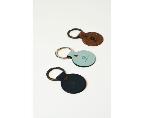 Recycled Leather Keyring Round porte-clés Bleu foncé - Made Out Of W46332
