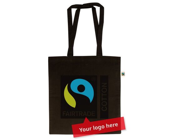 Sac en coton Fairtrade avec de longues poignées Noir - MultiGift Fairtrade 987603