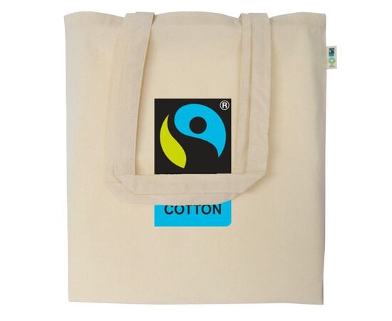 Fairtrade eco-cotton carrier bag with long handles Ecru - MultiGift Fairtrade 997513