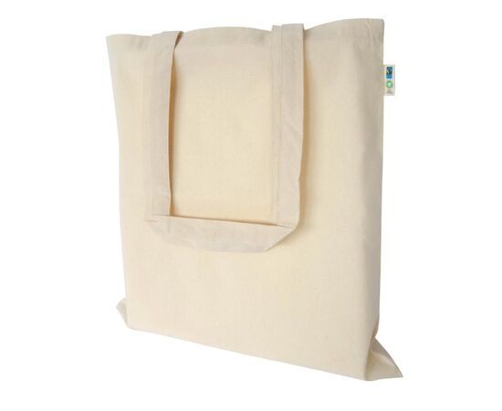Fairtrade eco-cotton carrier bag with long handles Ecru - MultiGift Fairtrade 997513