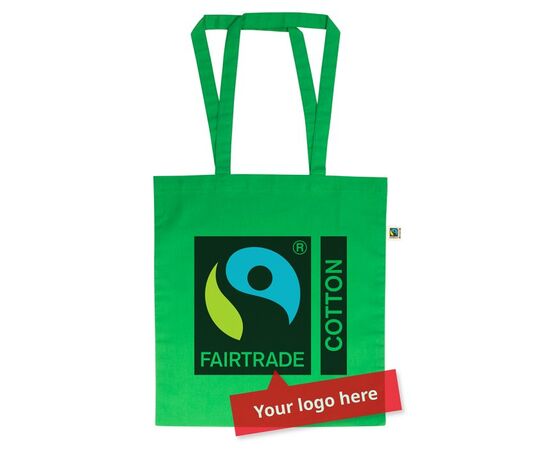 Fairtrade katoenen draagtas met lange hengsels Groen - MultiGift Fairtrade 987609