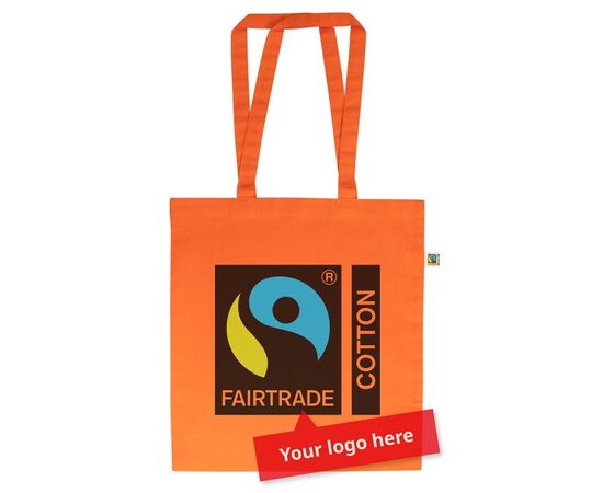 Fairtrade katoenen draagtas met lange hengsels Oranje - MultiGift Fairtrade 987610