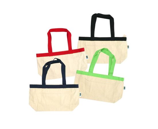 Fairtrade luxury shopper 310GSM cotton with colored handles Green - MultiGift Fairtrade 997909