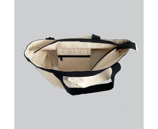 Fairtrade luxury shopper 310GSM cotton with colored handles Black - MultiGift Fairtrade 997903