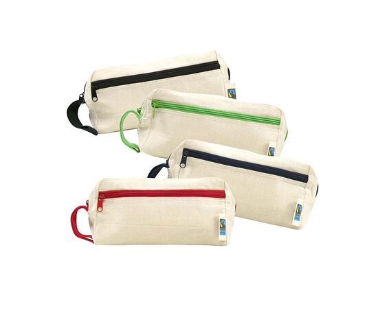 Fairtrade-Kulturbeutel aus robuster OEKO-TEX®-Baumwolle mit farbigem Reißverschluss Grün - MultiGift Fairtrade 998209