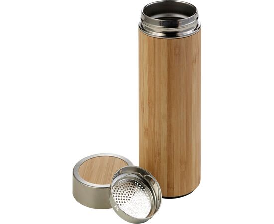 Bamboo and stainless steel double walled bottle Yara Brown -  8858.011