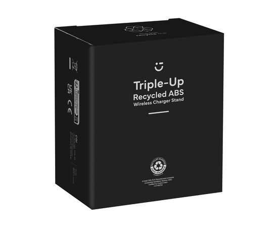 Triple-Up RCS Recycled ABS Wireless Charger Stand Noir -  127598