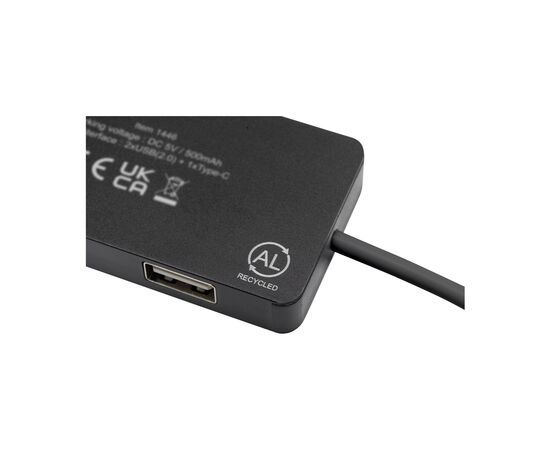 Tecco GRS Recycled Alu USB Hub Schwarz -  144698