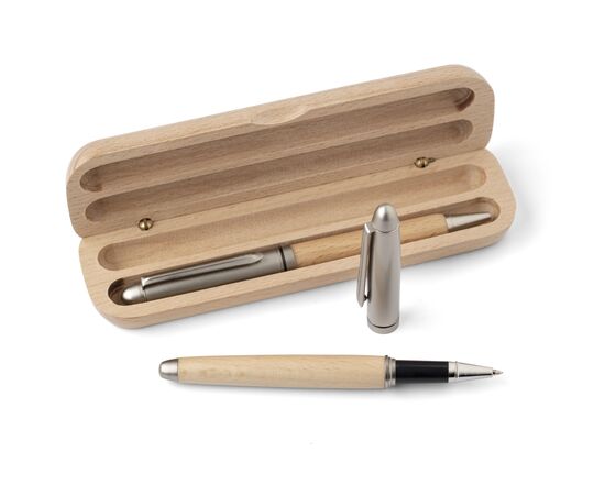 Parure de stylo bille et roller en bois Oliviero Brun -  9156.011