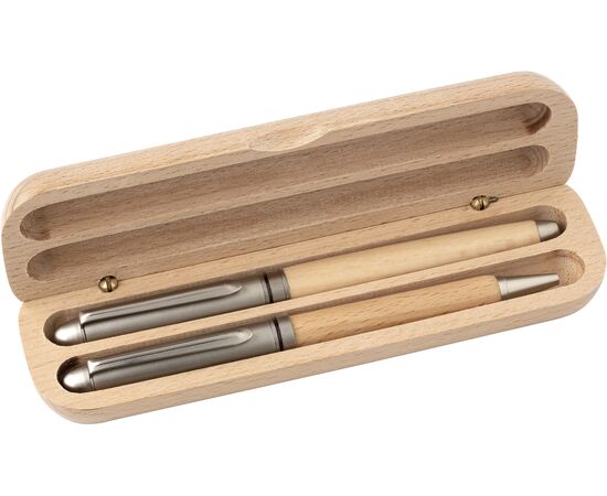 Parure de stylo bille et roller en bois Oliviero Brun -  9156.011