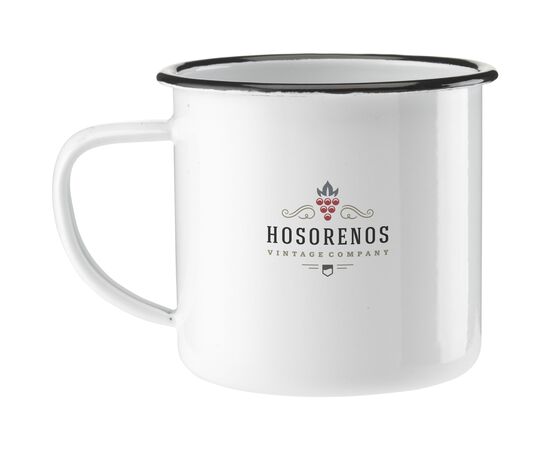 Retro Emaille Tasse 350 ml Weiss, Schwarz -  085310
