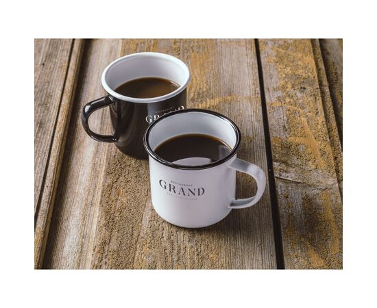 Retro Emaille Tasse 350 ml Weiss, Schwarz -  085310