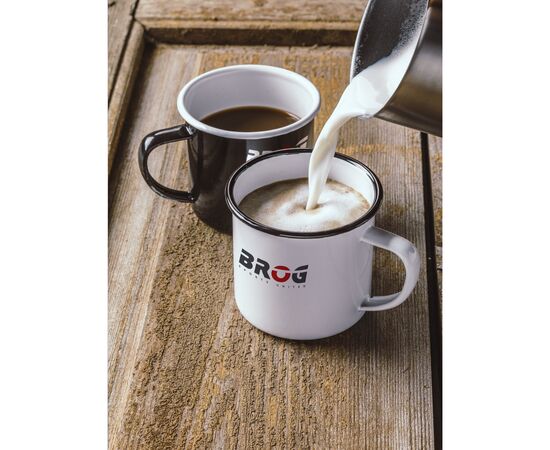 Retro Emaille Tasse 350 ml Weiss, Schwarz -  085310