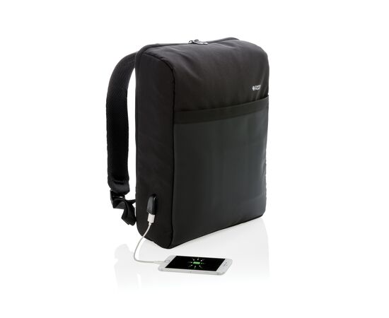 Swiss Peak 15" anti-theft RFID & USB backpack PVC free Black - Swiss Peak P762.371