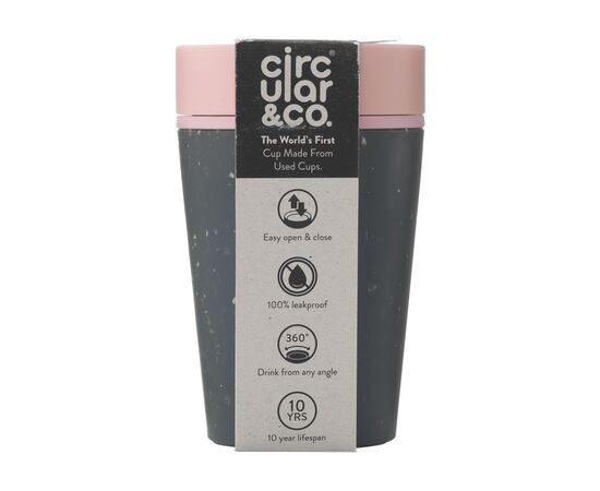 Circular&Co Recycled Coffee Cup 227 ml koffiebeker Black, Pink - Circular and co W04397
