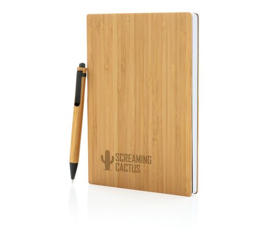 A5 Bamboo notebook & pen set Brown - XD Collection P772.159