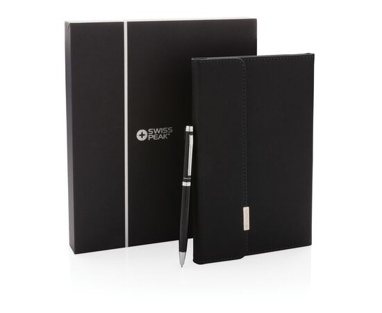 Swiss Peak deluxe A5 notebook and pen set Black - Swiss Peak P772.921