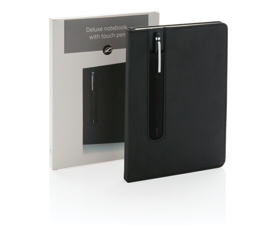 Carnet A5 à couverture rigide en PU avec Stylo tactile Noir - XD Collection P773.311
