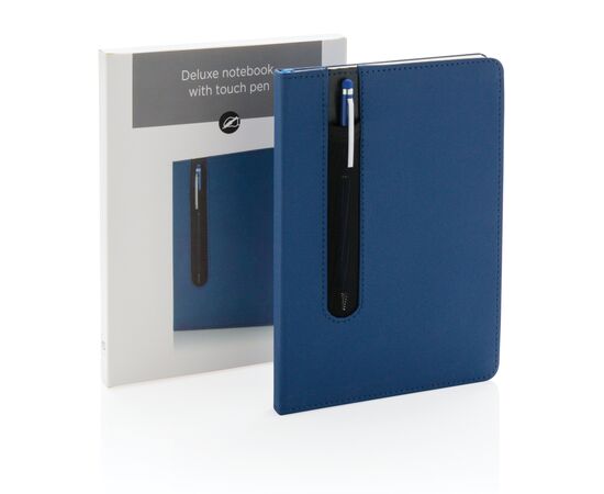 Standard hardcover PU A5 notebook with stylus pen Dark blue - XD Collection P773.315