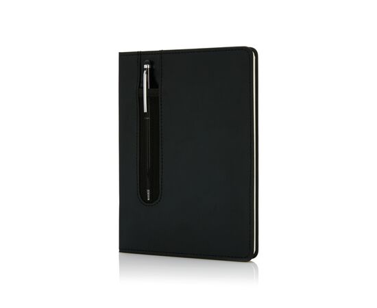 Carnet A5 à couverture rigide en PU avec Stylo tactile Noir - XD Collection P773.311