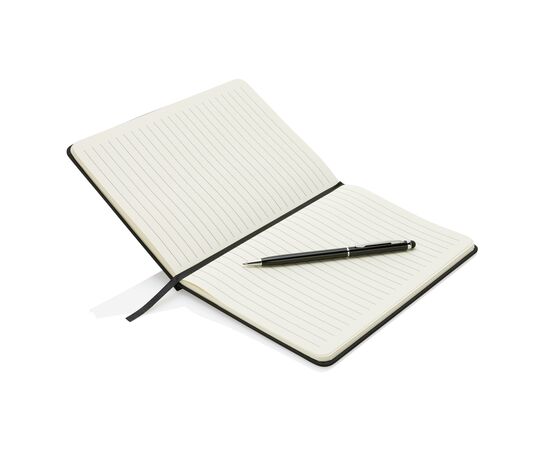 Carnet A5 à couverture rigide en PU avec Stylo tactile Noir - XD Collection P773.311
